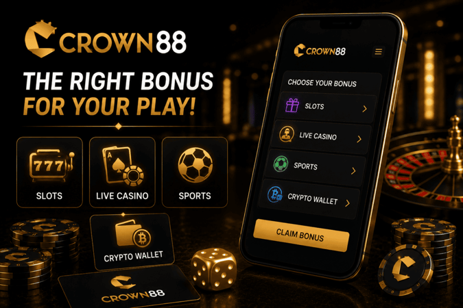 Crown88 Bonus guide for slots live casino sports and crypto wallet players